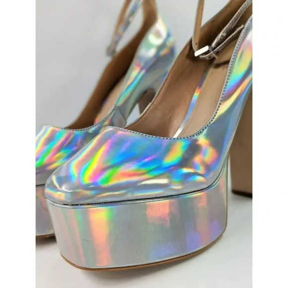 Schutz Renee Women's Ankle Strap Platform Pump Hologram Size 9 B (MSRP $158) - Picture 8 of 11